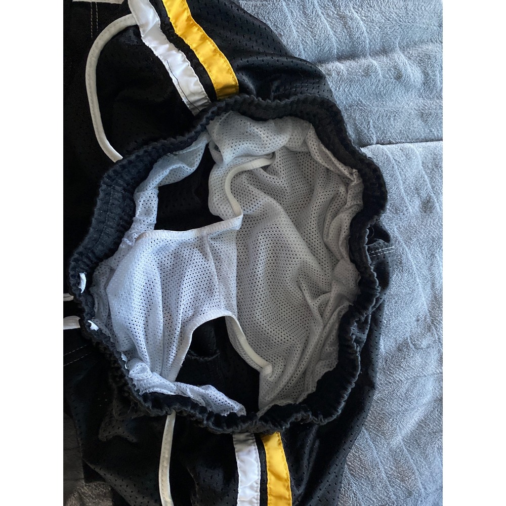 Desmiit Mens Mesh Athletic Shorts Black Yellow White Stripe Gym Running XL - Picture 5 of 5